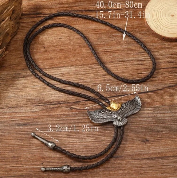 New eagle bolo tie. Silver available. Many other styles available. - Picture 3 of 4